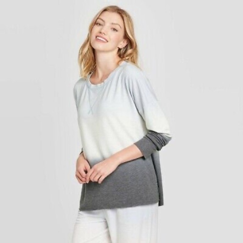 Knox Rose Women Long Sleeve Sweatshirt Blue Ombre Size S